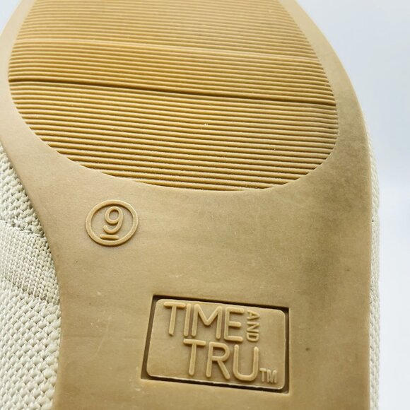 Time and Tru Shoe Women Size 9 Tan Knit Stretch Flats Memory Foam Comfort Loafer - Picture 10 of 11